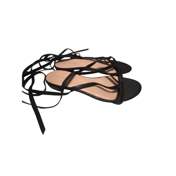 Stuart Weitzman Anita Black Leather Strappy Lace-Up Sandals For Women Sz 11 - Picture 6 of 8